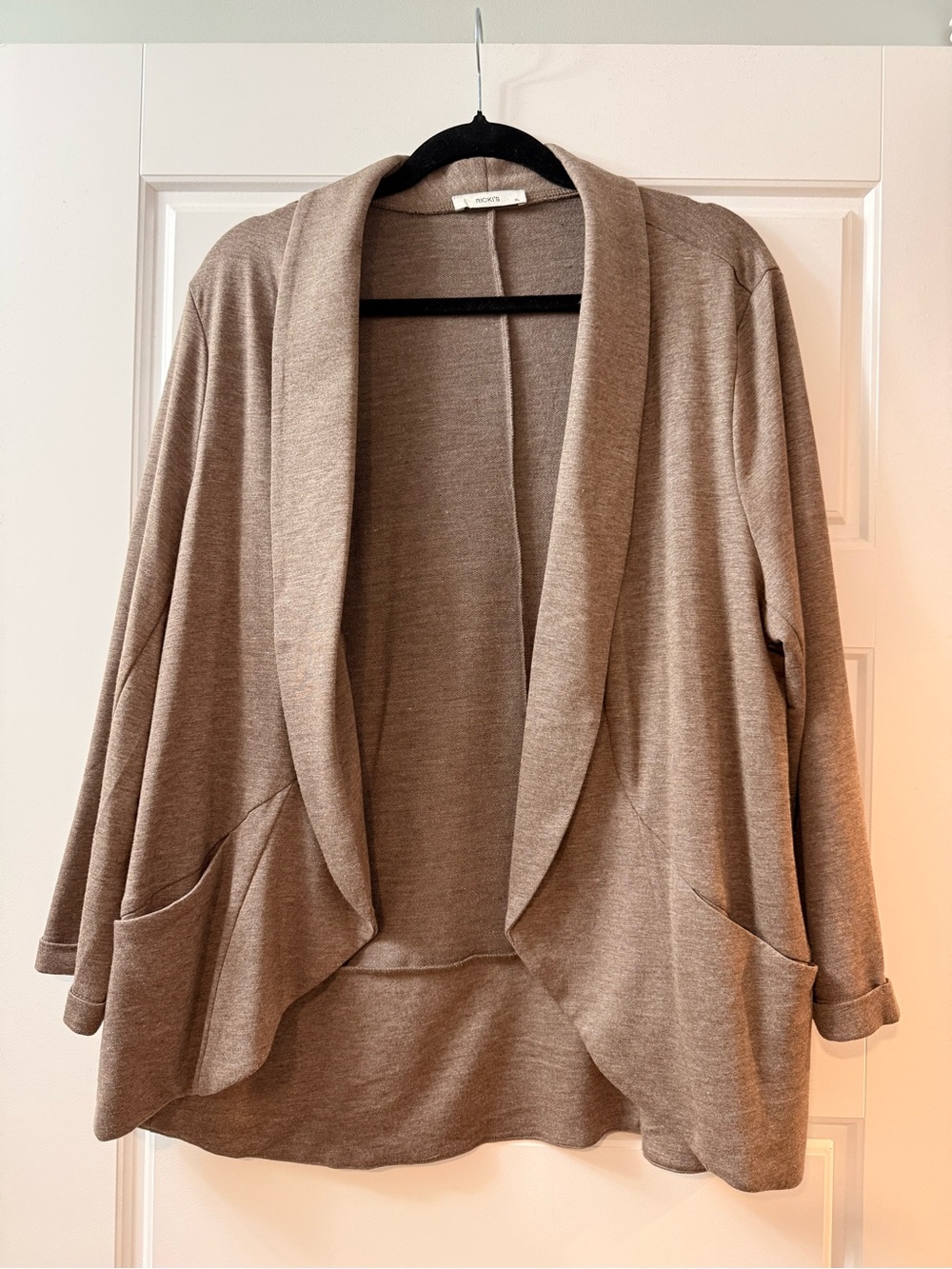 Ricki's Taupe Open-Front Shawl Collar Cardigan